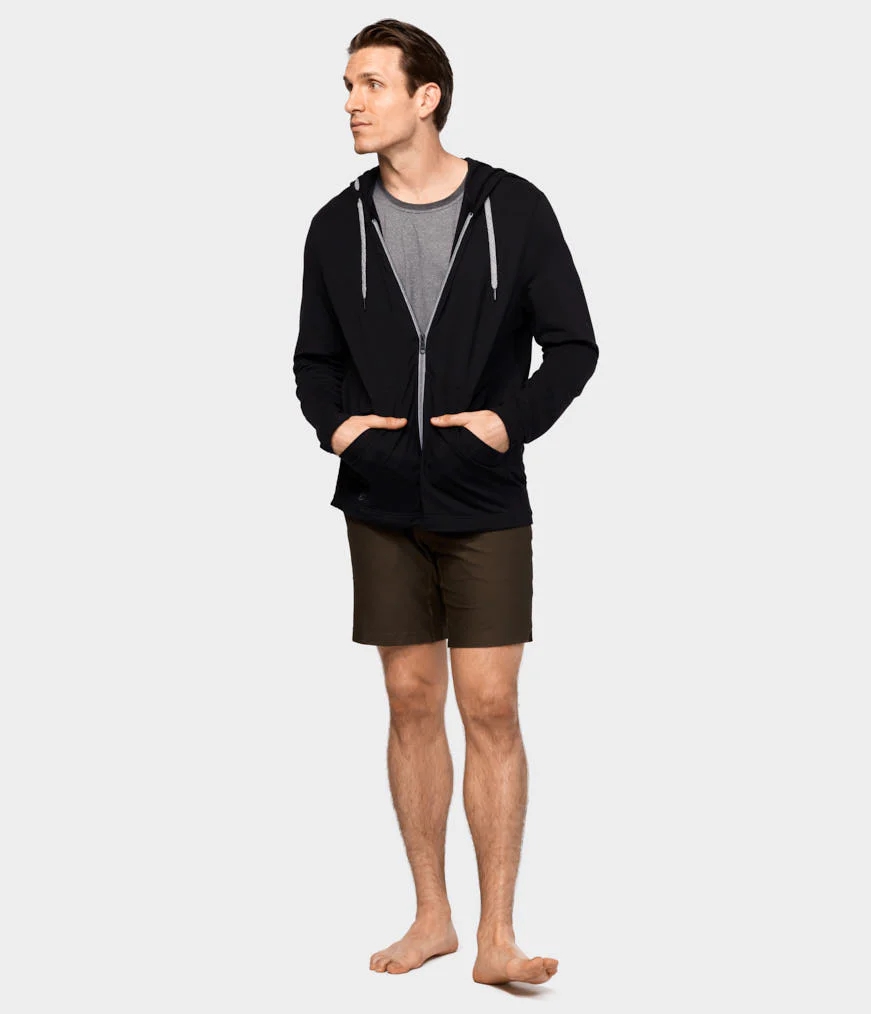 Men's Manduka INTENTIONAL ZIP Hoodie Black | 9731524