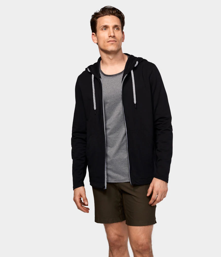 Men's Manduka INTENTIONAL ZIP Hoodie Black | 9731524