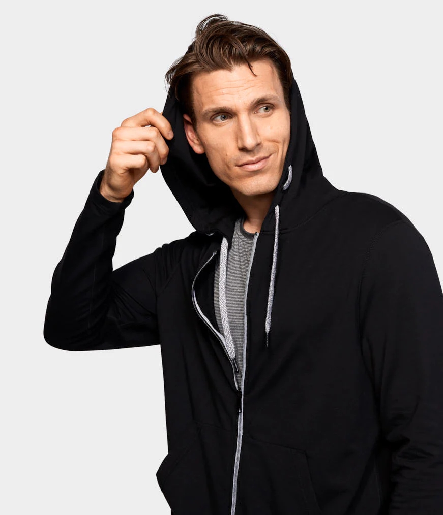 Men\'s Manduka INTENTIONAL ZIP Hoodie Black | 9731524