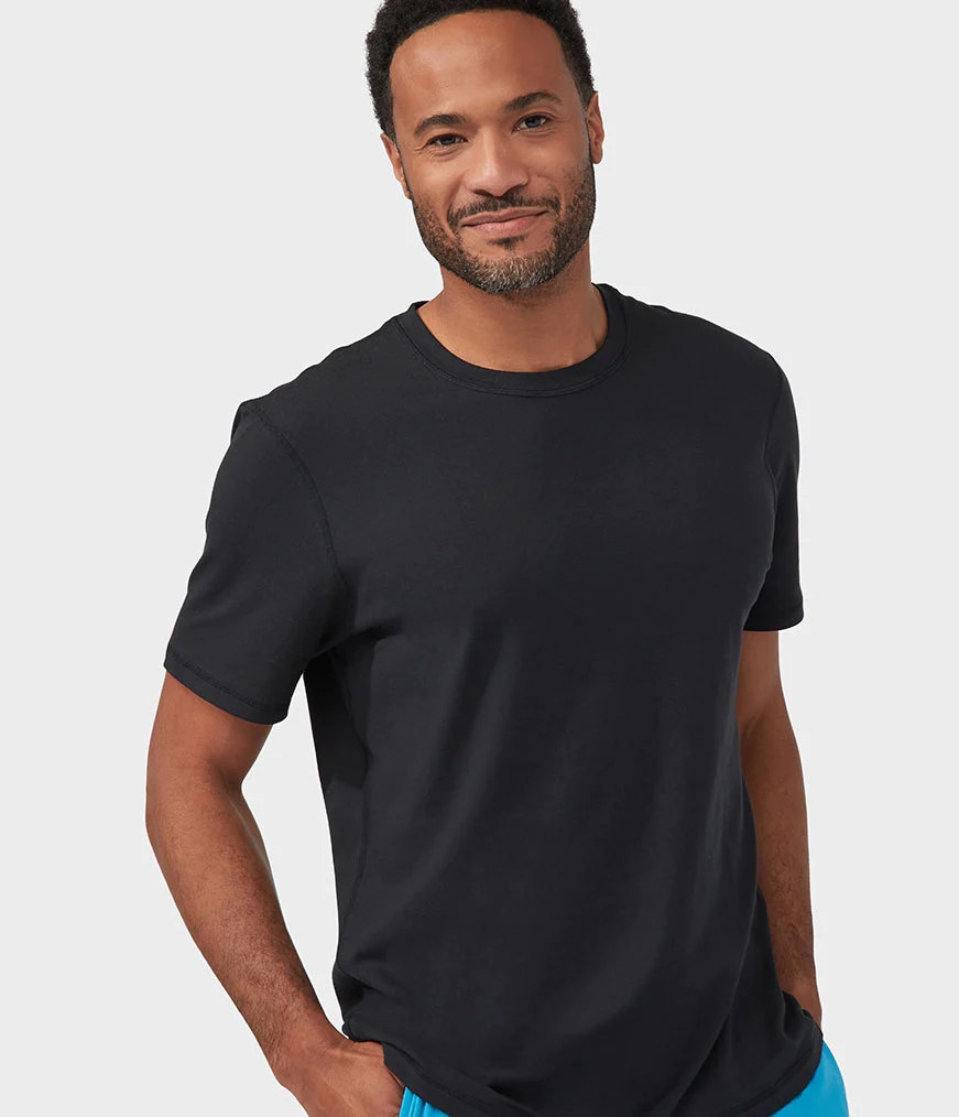 Men's Manduka REFINED T Shirts Black | 6261783