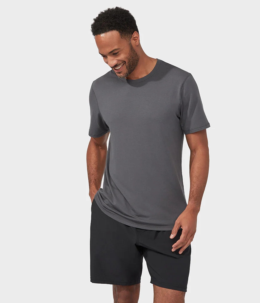 Men\'s Manduka REFINED T Shirts Grey | 9332063