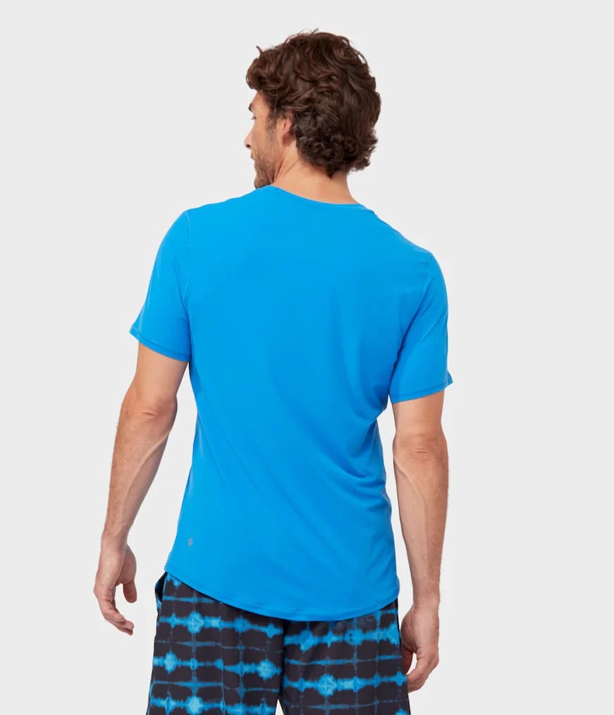 Men's Manduka TECH T Shirts Blue | 4542103