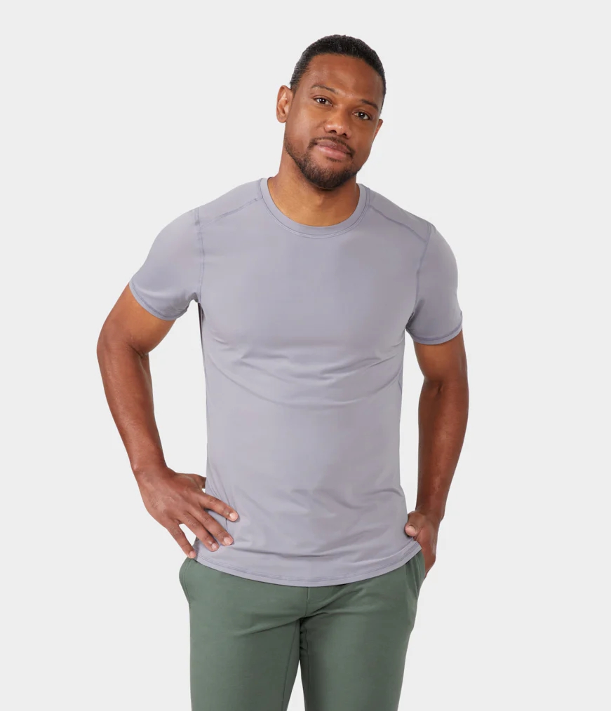 Men's Manduka TECH T Shirts Grey | 7586562