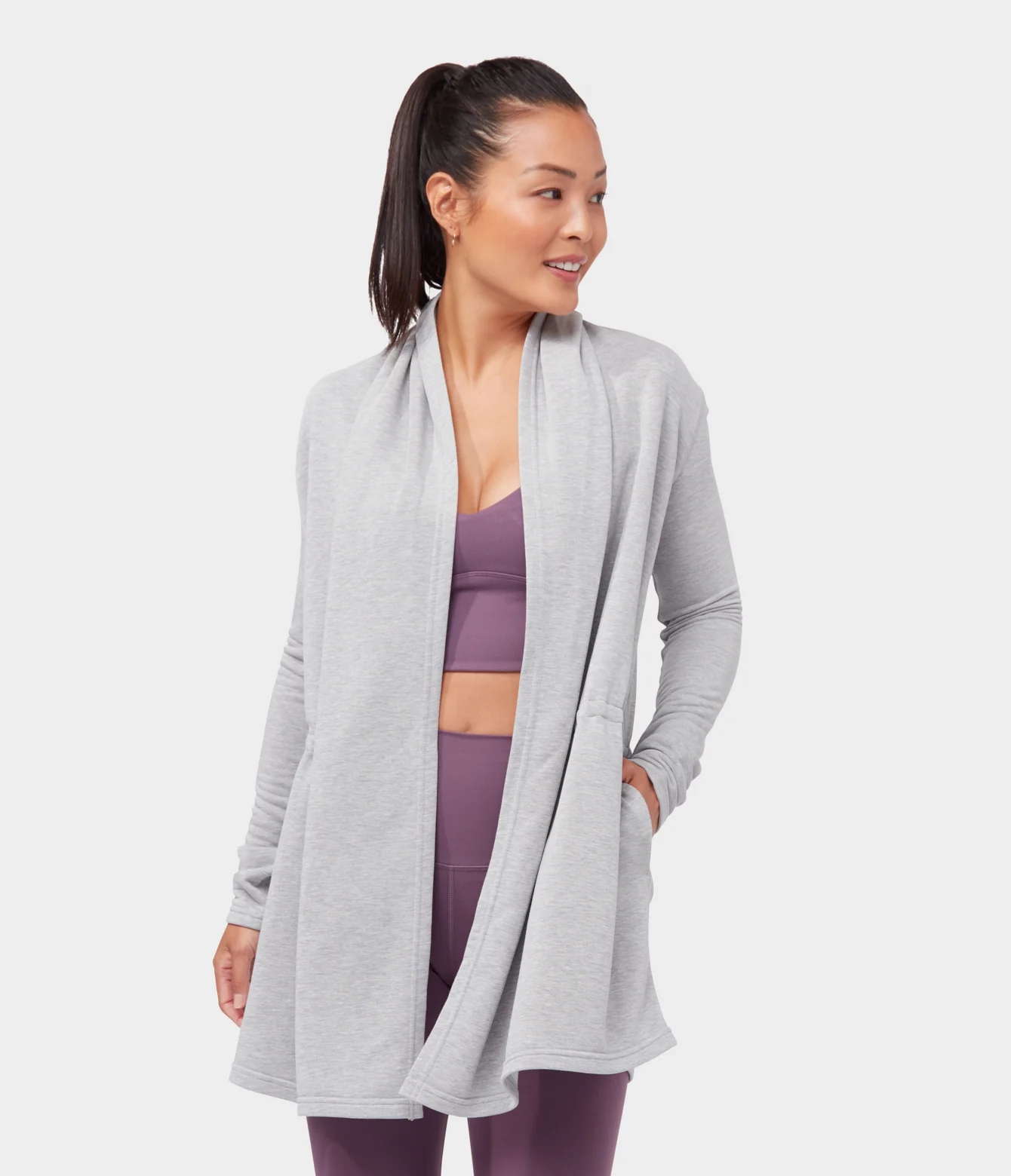 Women\'s Manduka MEDITATION CARDIGAN Jackets Grey | 3056795