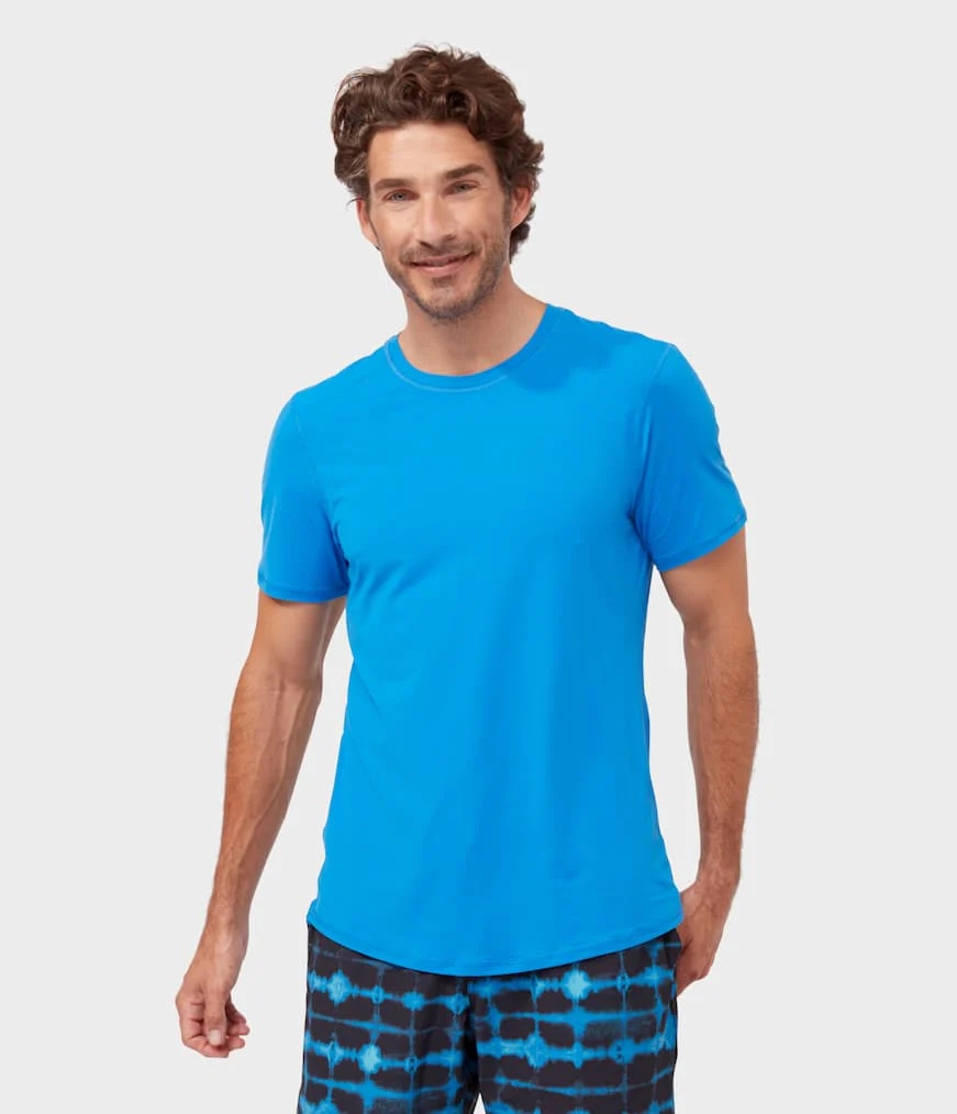 Men's Manduka TECH T Shirts Blue | 4542103