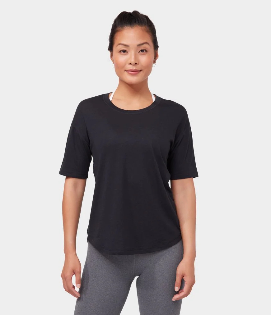 Women's Manduka ENLIGHTENED T Shirts Black | 9005596